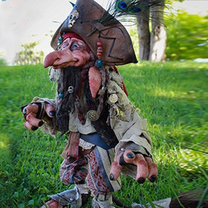 Mythical creature goblin statue made of hard plastic. Unique garden art & outdoor decoration.