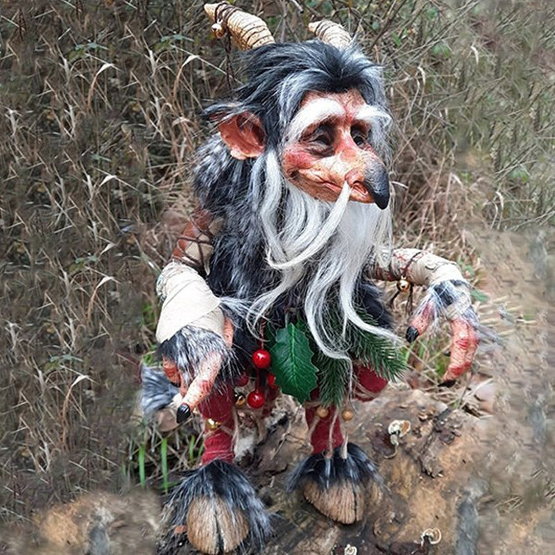 Adorable mythical hard plastic goblin statue, perfect garden art & outdoor decoration for whimsical patios.