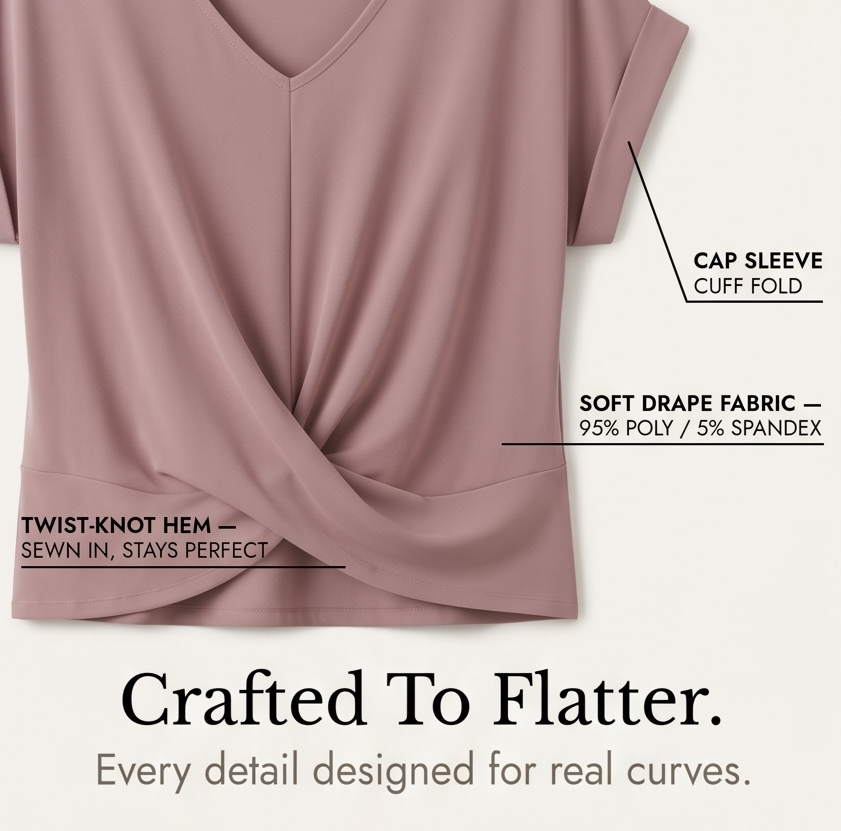 Versatile women's cap sleeve v-neck top with an effortless twist front. Perfect for casual wear.