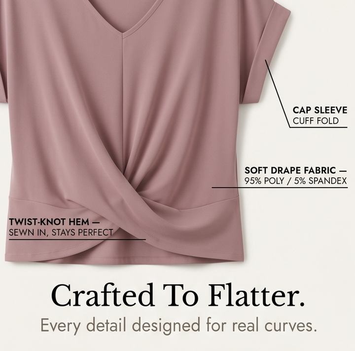 Versatile women's cap sleeve v-neck top with an effortless twist front. Perfect for casual wear.