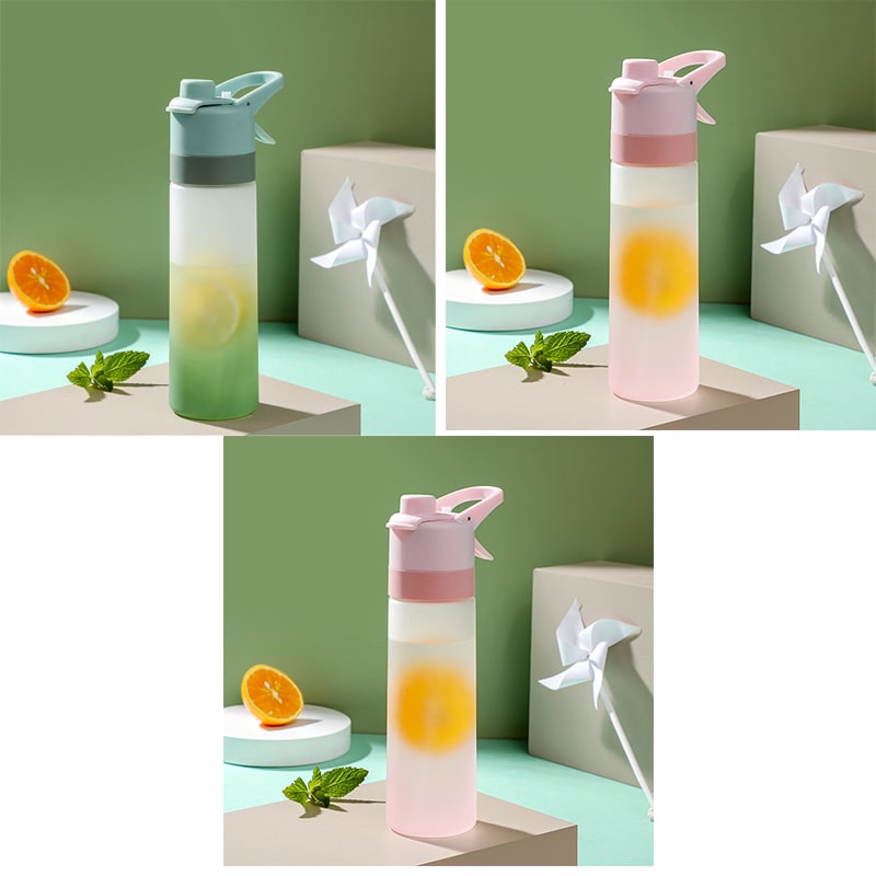Vibrant girls' misting water bottle, a fun and functional accessory for sports.