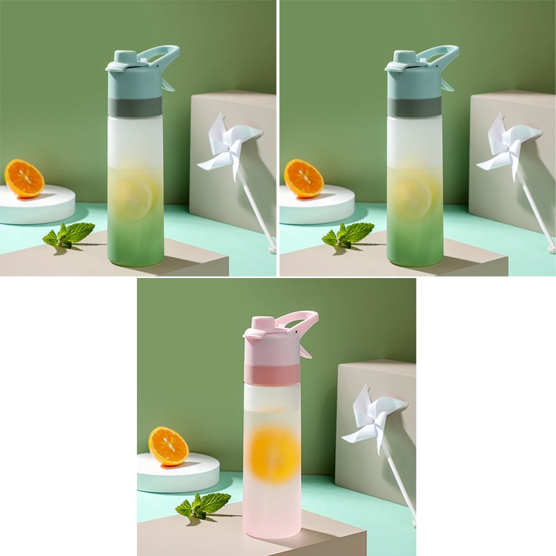 Orange girls' spray hydration bottle for active lifestyle, provides cooling mist.