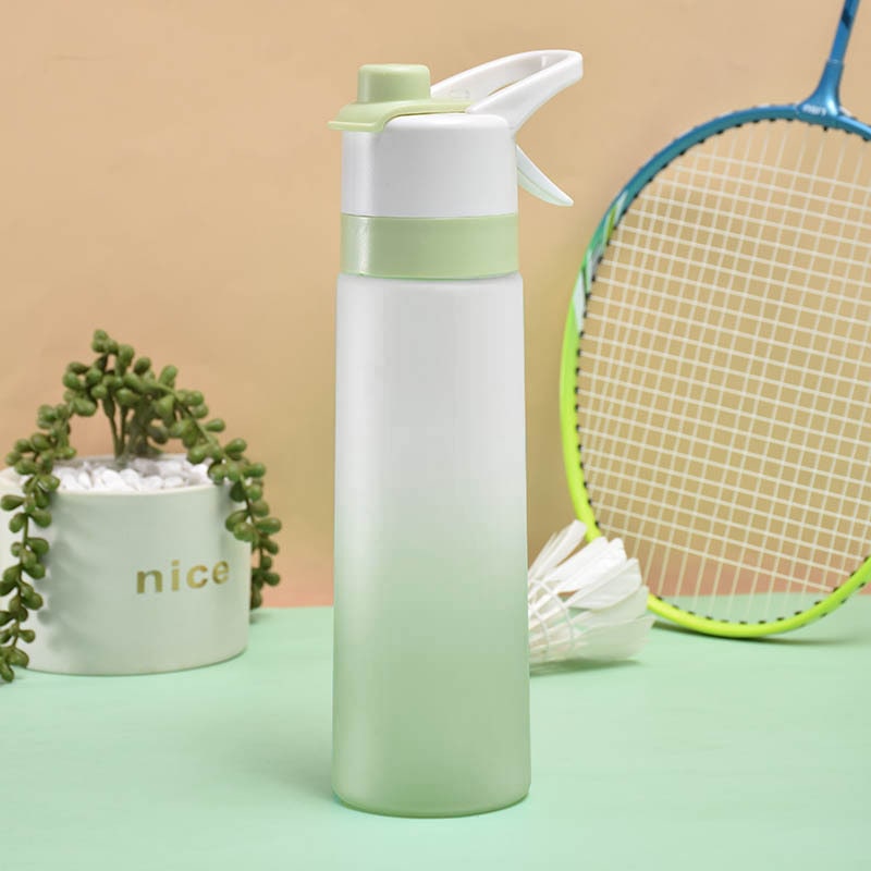 Kids' colorful misting water bottle with spray, perfect for school sports & breaks.