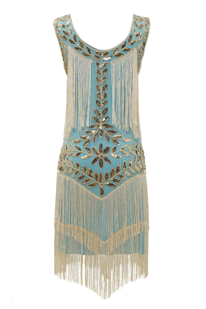 Shimmering sequin & pearl embellished 1920s flapper dress for a glamorous evening.