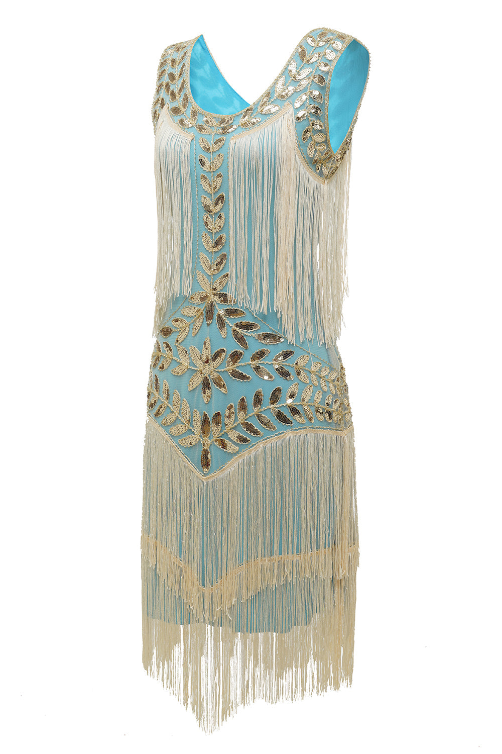 Women's vintage-style charleston flapper dress, a formal gown for special events.
