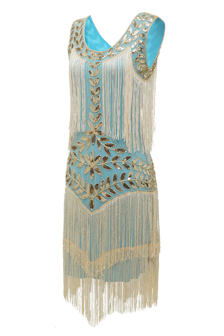 Women's vintage-style charleston flapper dress, a formal gown for special events.