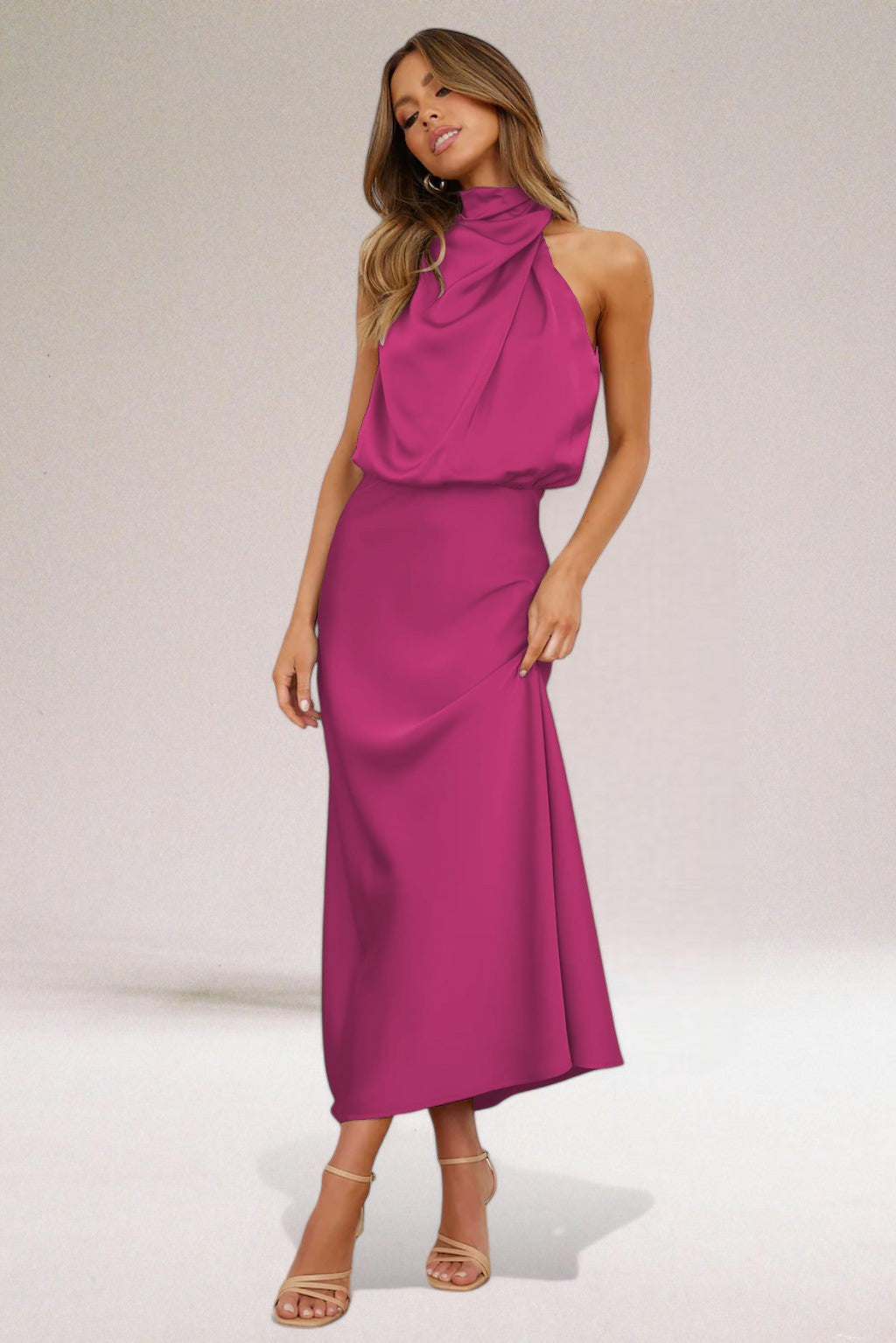 Beautiful women's halter maxi dress, a perfect evening gown for special occasion parties & events.