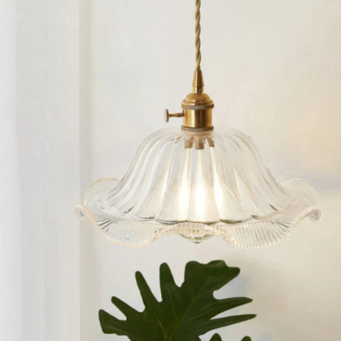 Stylish transparent glass hanging light, modern home decor ceiling fixture.