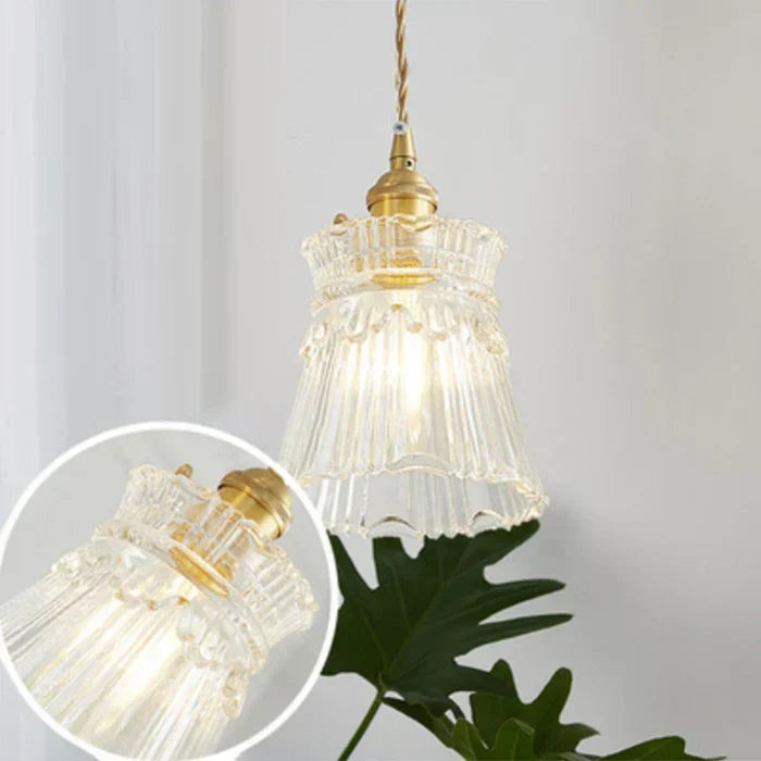 OpulentGlow glass hanging light, perfect for contemporary kitchen lighting.