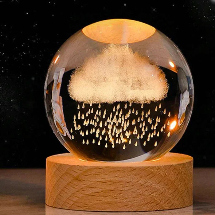 Unique crystal globe night light, a CelestialGlow LED lamp with enchanting cosmic designs.