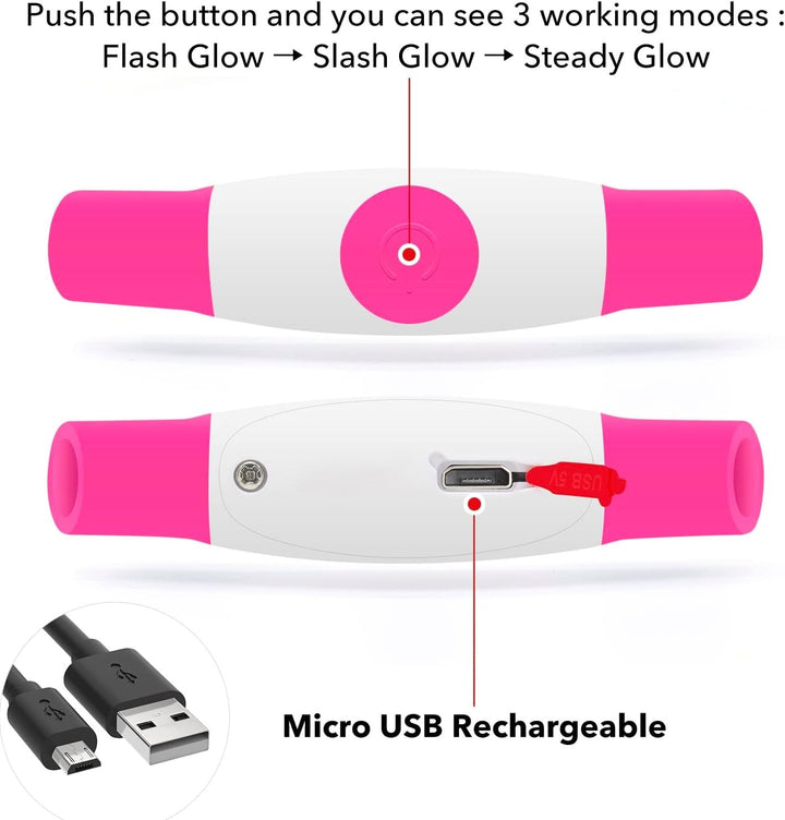 Visible & waterproof LED dog collar. USB rechargeable for peace of mind on night walks.