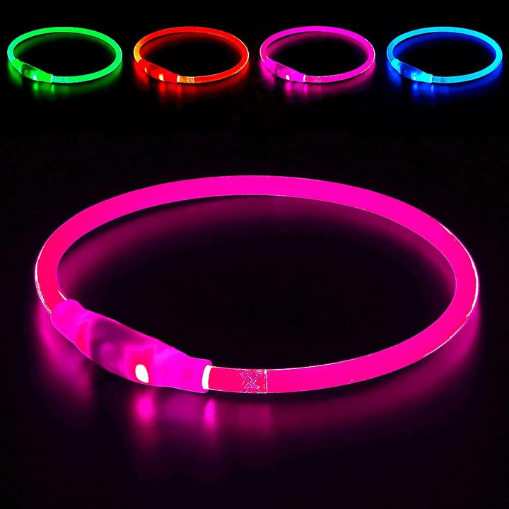 GlowSafe LED dog collar: USB rechargeable, waterproof, and visible for safe night walks.