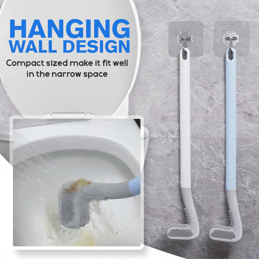 White, blue, black golf head toilet brush for deep and effective toilet cleaning, hygienic bathroom tool.