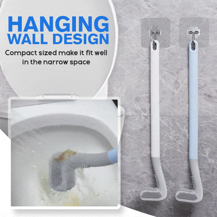 White, blue, black golf head toilet brush for deep and effective toilet cleaning, hygienic bathroom tool.