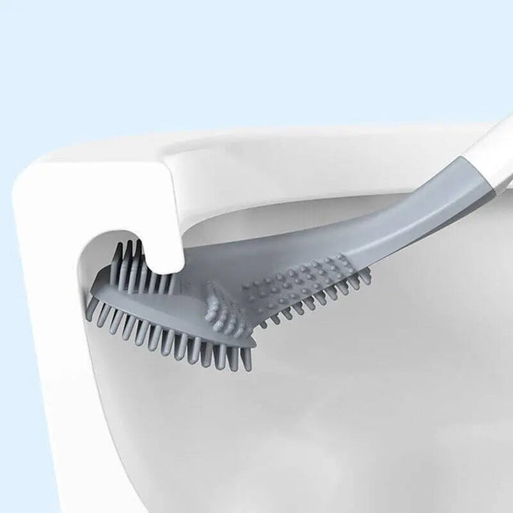 Ergonomic golf head toilet brush for efficient deep cleaning, stylish white bathroom accessory for hygiene.