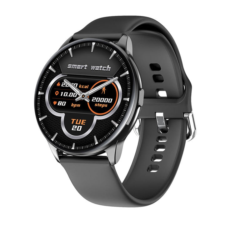 Unisex GPS fitness smartwatch with heart rate & blood pressure monitor, round display health tracker.