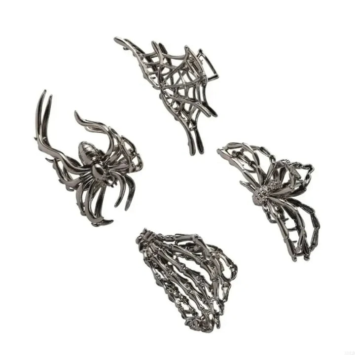 Spooky spider & bat hair clips for women & teens, essential Halloween accessories for a festive costume party.