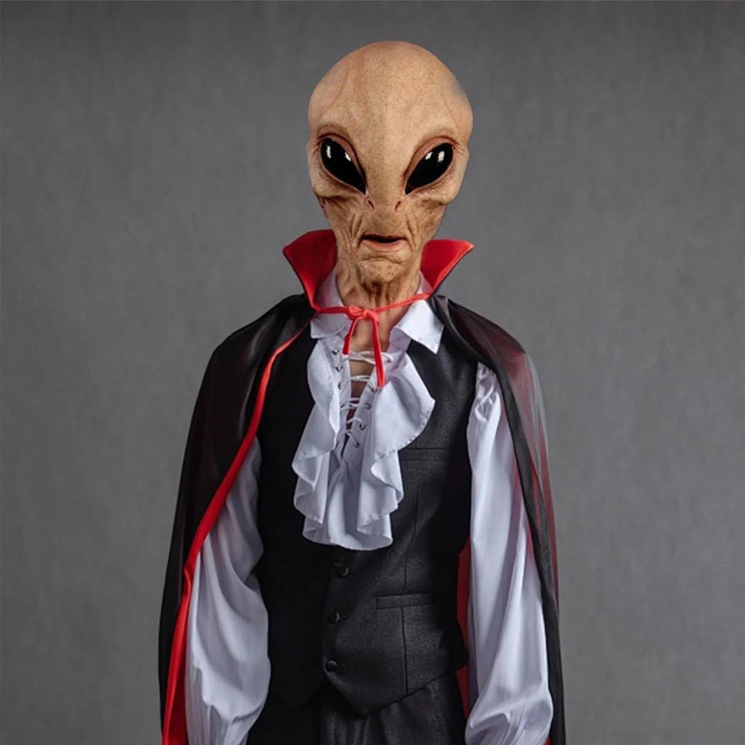 Unisex spooky alien full head mask, realistic features, ideal for a terrifying Halloween costume party.