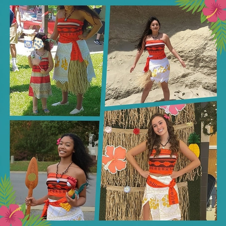 Island princess fantasy costume for women. Tropical themed cosplay outfit, great for Halloween and parties.