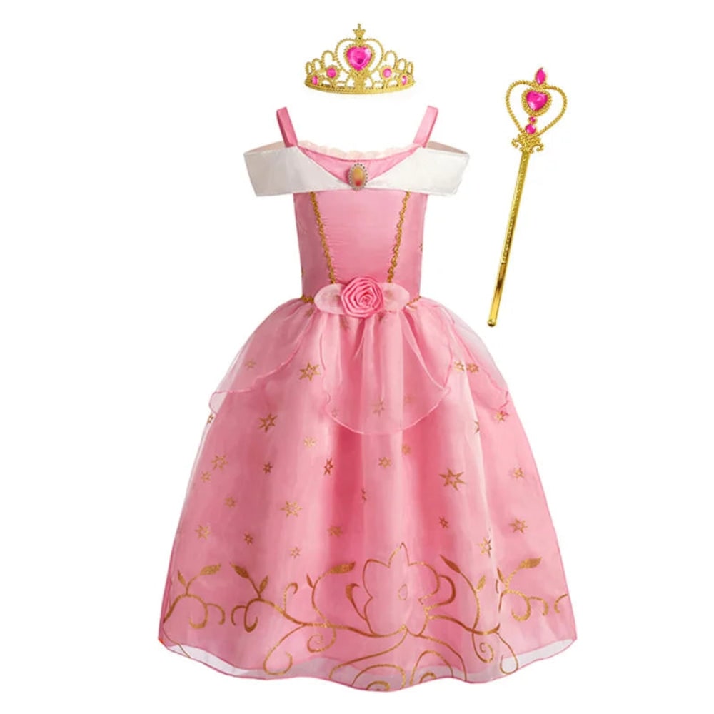 Girls' charming princess outfit for Halloween, fancy dress, and roleplay.