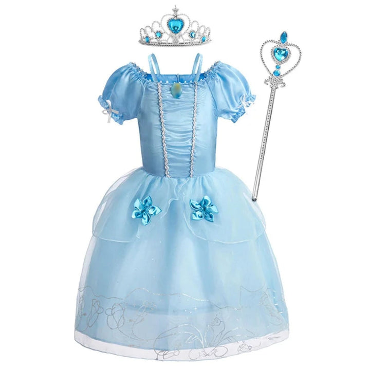 Toddler girl's pretty princess party outfit for pretend play and celebrations.