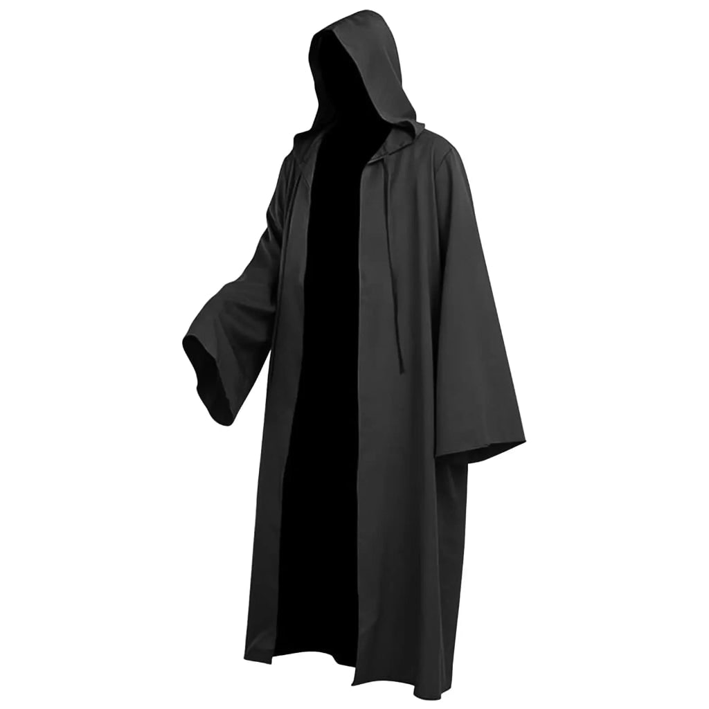 Versatile hooded cloak, perfect for wizard, vampire, medieval, or fantasy character costumes.