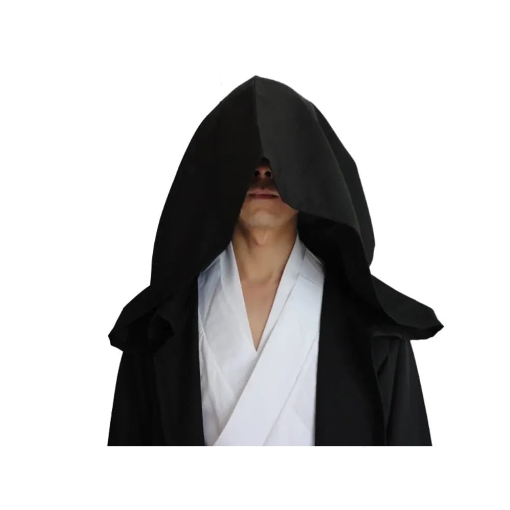 Long hooded cape for Halloween costumes & cosplay, adding a mysterious touch to any fantasy outfit.