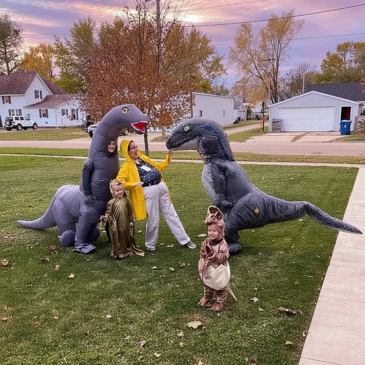 Hilarious unisex inflatable dinosaur costume, ideal for Halloween, party fun, and memorable cosplay adventures.