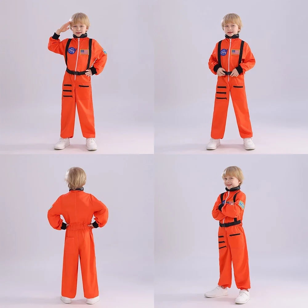 Little one in a vibrant astronaut Halloween costume, ready for fun sci-fi themed parties.