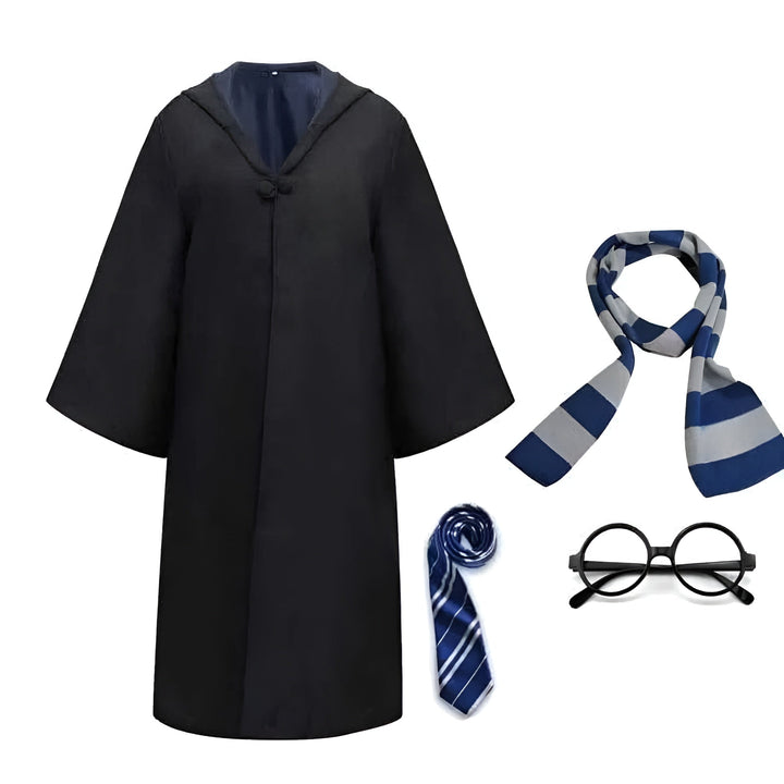Versatile unisex wizard costume cloak for Halloween, cosplay, fantasy parties, & school dress-up events.