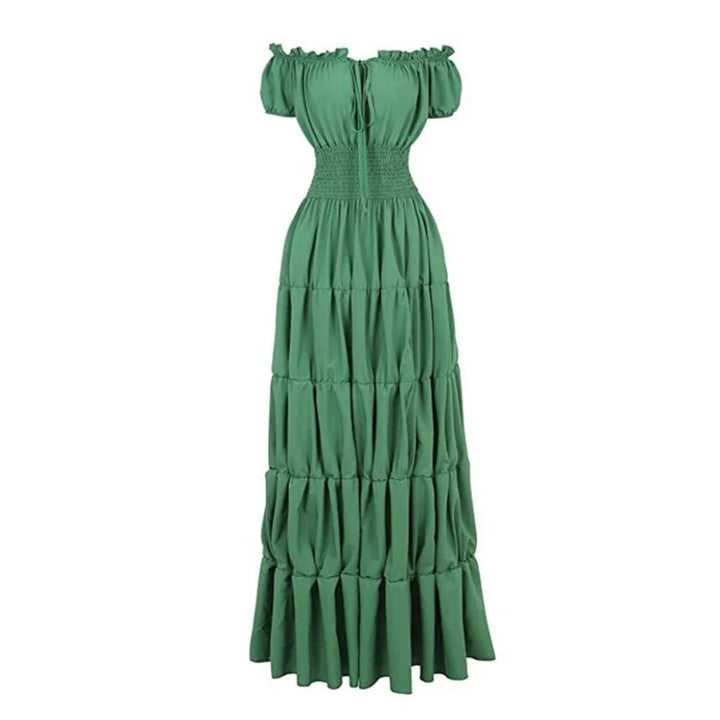 Casual off shoulder boho maxi dress for women, ideal for festivals & summer elegance.