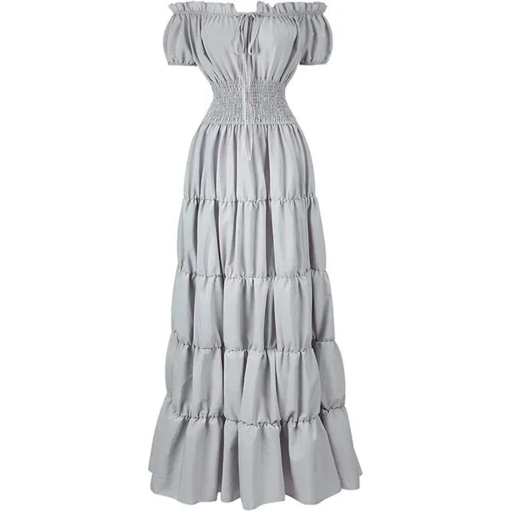 Women's elegant off shoulder maxi dress, a comfortable and chic summer boho style.