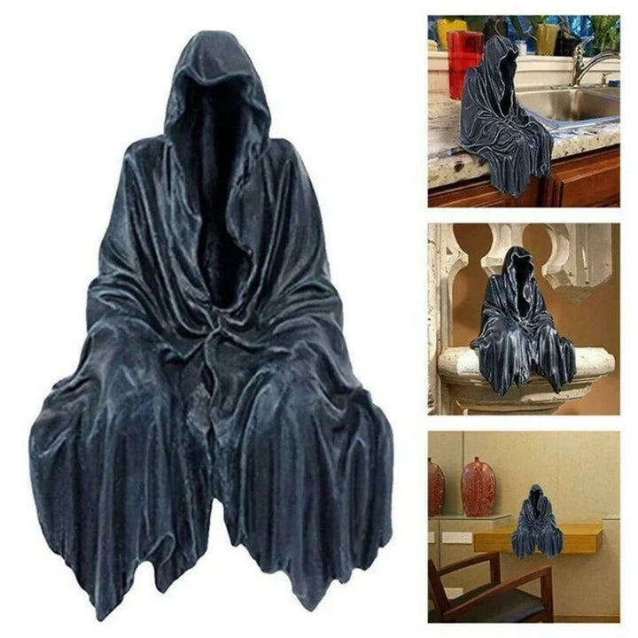 Spooky Grim Reaper statue with a haunting presence, ideal for outdoor or indoor Halloween decor.