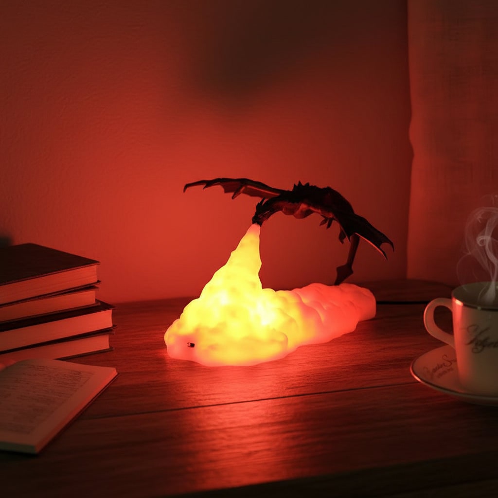 Halloween dragon night light lamp, perfect fantasy decor for home, creates ambient lighting.