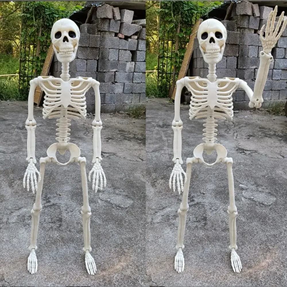 Unisex movable Halloween skeleton, ideal for spooky outdoor decor, yard art & haunted house.