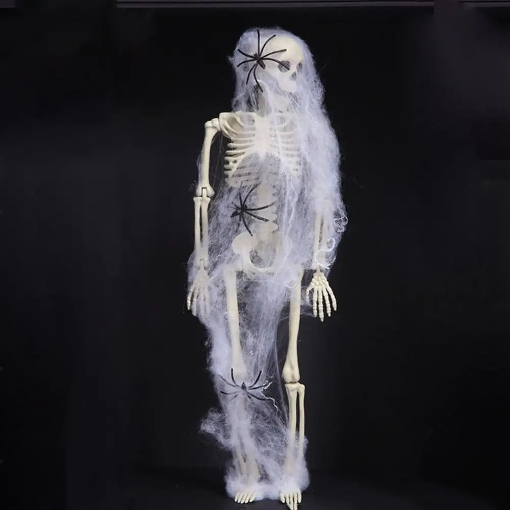 Life-size movable skeleton yard art, spooky Halloween decor for outdoor parties & haunted homes.