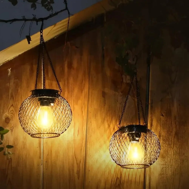 Weatherproof solar Halloween hanging light for outdoor yard & patio decor. Energy-efficient festive ambiance lantern.