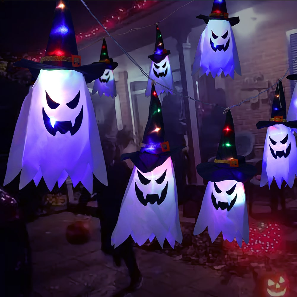 Durable LED ghost lights, perfect for Halloween yard and party decoration.