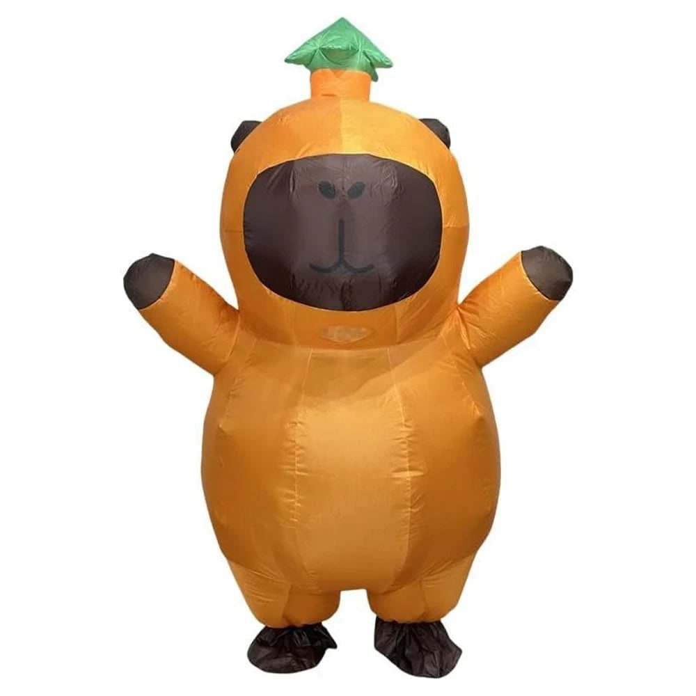 Youth & adult unisex inflatable Capybara costume, perfect for Halloween. Includes a blower fan for quick inflation.