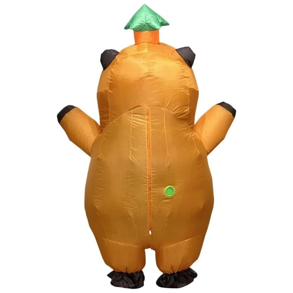 Unisex inflatable Capybara costume with blower fan, ideal for Halloween & parties. Cute, funny animal outfit.