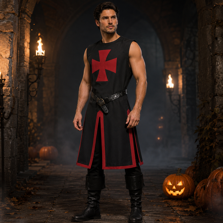 Historical unisex Crusader knight tunic for medieval reenactments. Ideal Halloween or cosplay attire.