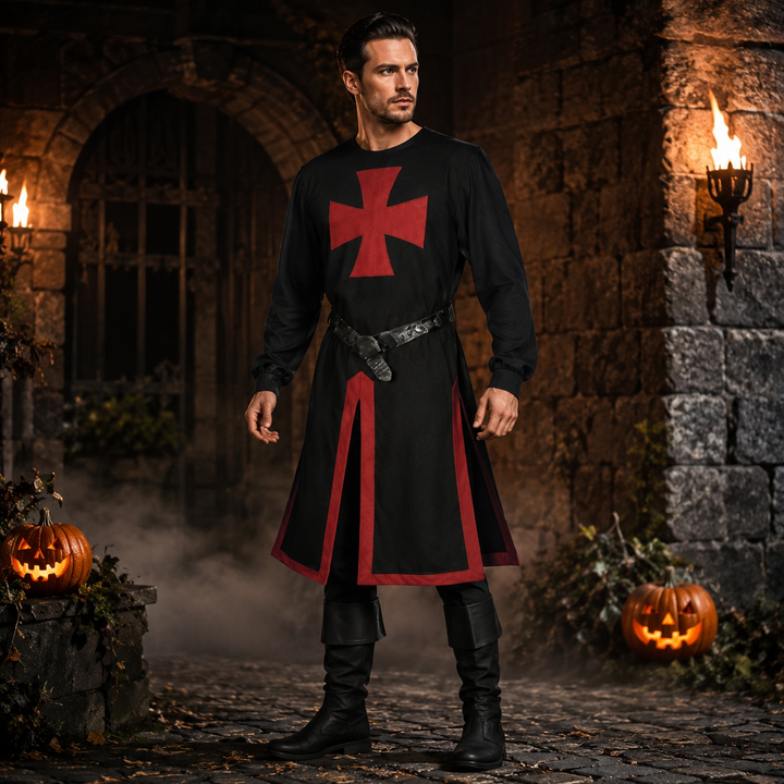 Halloween unisex costume: Medieval Crusader knight tunic. Ideal for historical events & fancy dress parties.