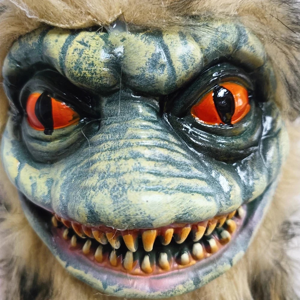 Full view of a collectible blue creepy monster plush toy, a soft spooky companion or gift.