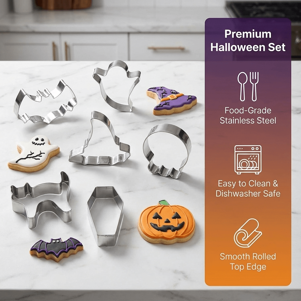 Festive kitchen accessories: 7 Halloween cookie cutters for baking fun, great for kids.