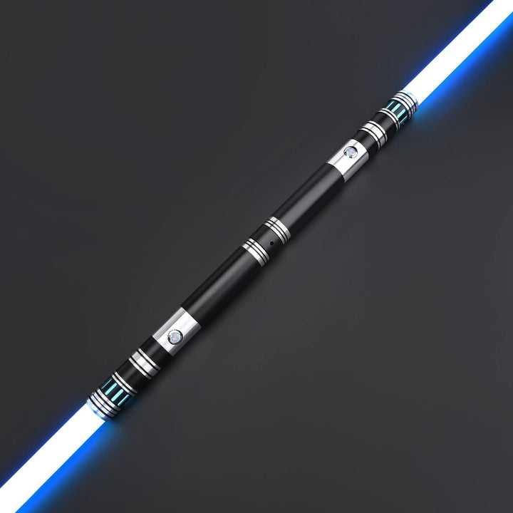 Double-sided RGB light sword, a glowing toy for kids' Halloween costumes, role-play adventures & party entertainment.