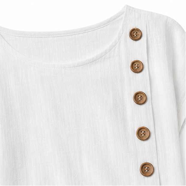 Spring fashion: women's casual co-ord set with comfy wide-leg pants & an elegant asymmetric top.