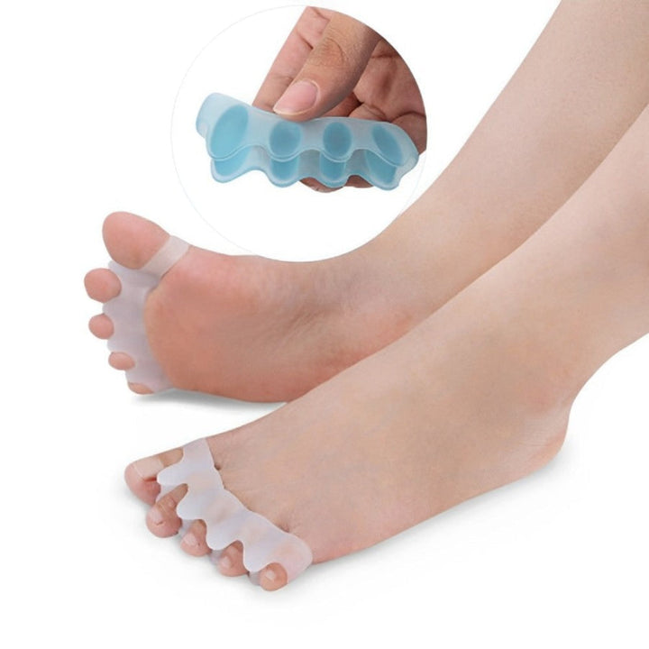Unisex flexible toe separator and bunion protector for improved foot health and pain reduction.