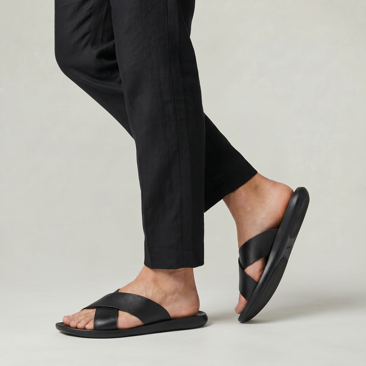 Men's casual cross strap slides, offering ultimate comfort for everyday summer wear.