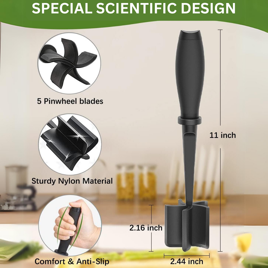High-quality heat-resistant meat chopper. Crumble ground meats efficiently for convenient meal prep.