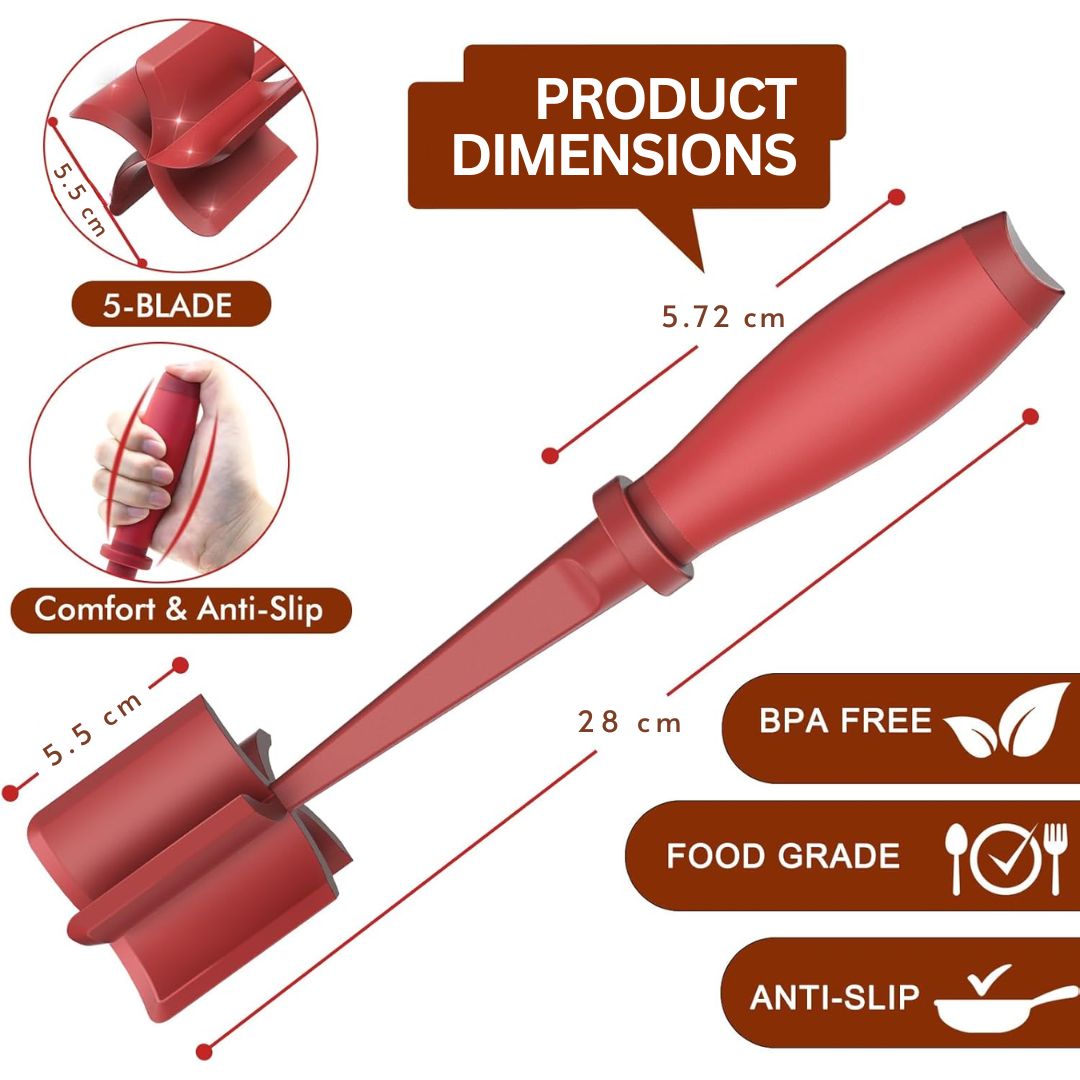 Efficient hamburger chopper & food masher. Break up ground beef easily with this heat-resistant cooking aid.